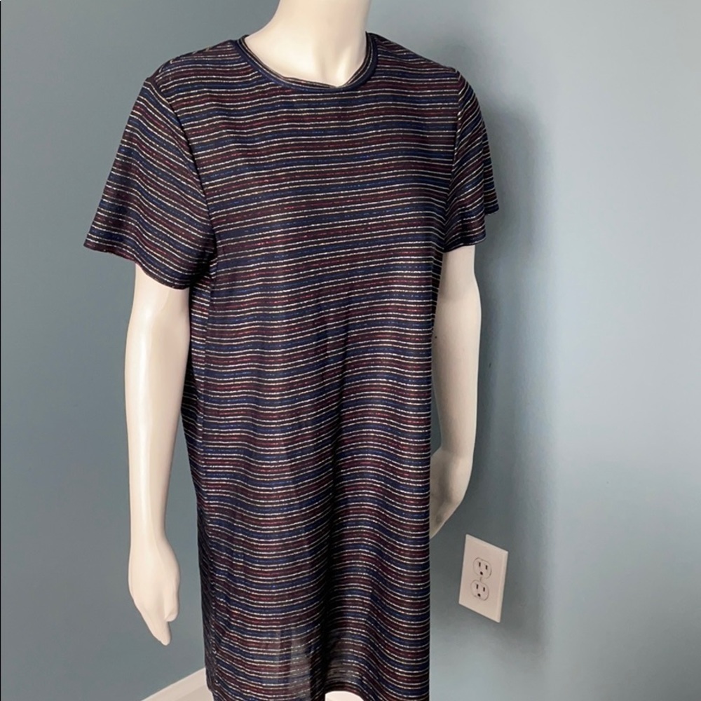 Minkpink Metallic Striped Black Tee Shirt Dress
